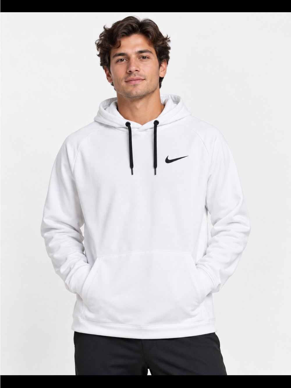 Nike White Pullover Hoodie with Black Swoosh